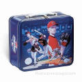Tin Lunch Box with Embossed Logo, Available in Various Colors and Sizes